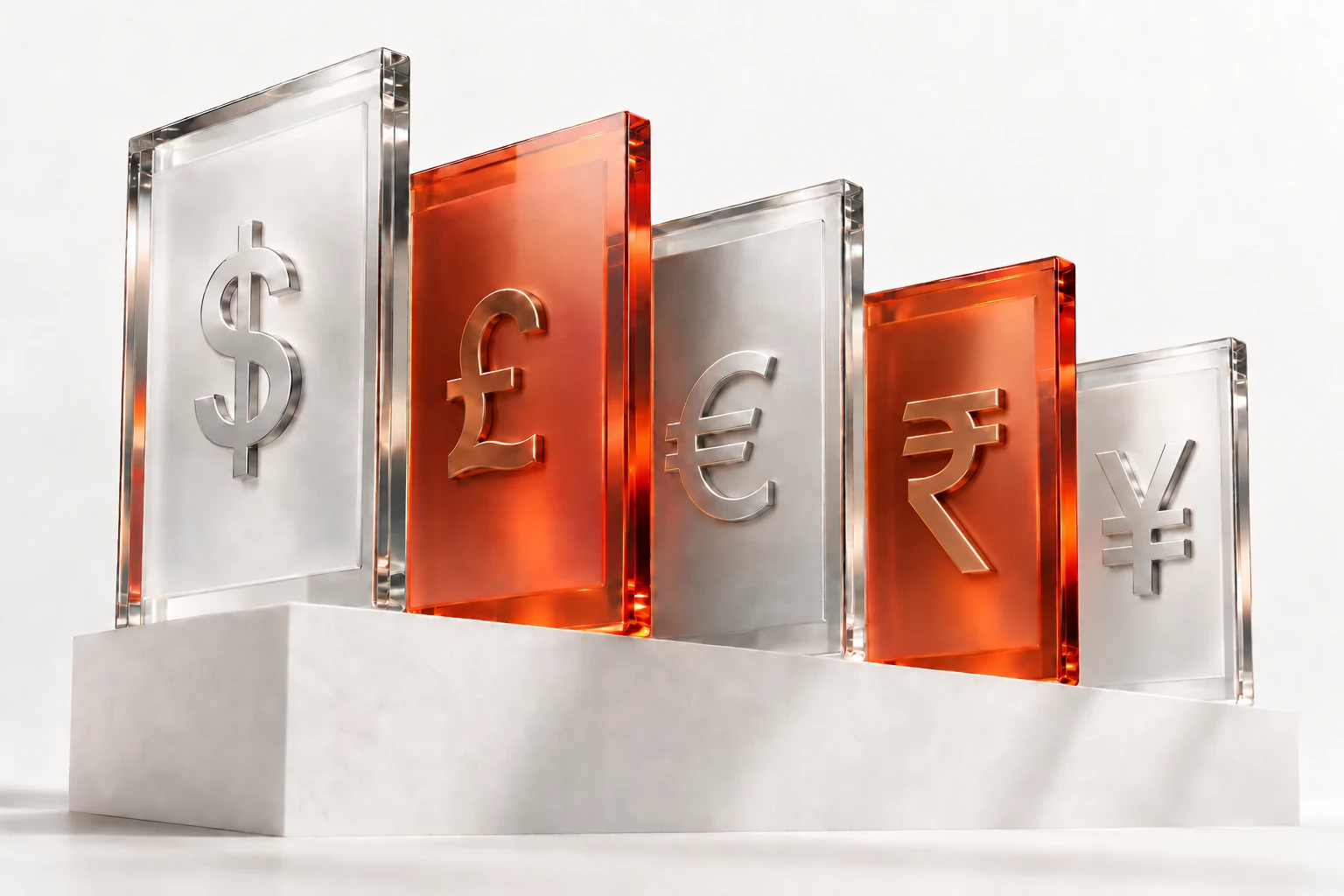 Sculptural glass and aluminium currency plaques in the DITC palette